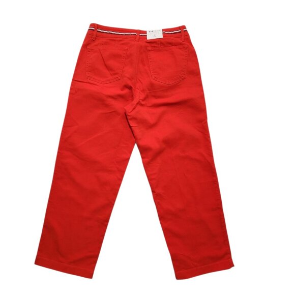 Share Tommy Hilfiger Womens Relaxed Fit Hampton Chino Wide-Leg Pants THFLEX Red - Picture 2 of 10